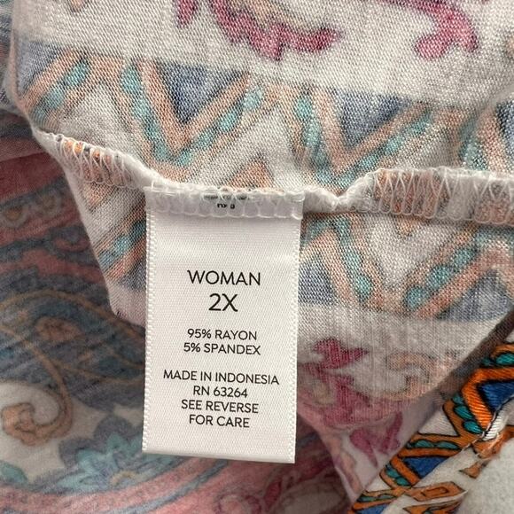 Westport Top Women 2X Red Paisley Bandana Print Pullover Sleeveless Boho Chic - Picture 5 of 7